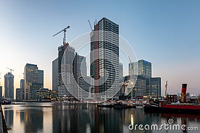 Construction scenery th the financial district Canary Wharf Editorial Stock Photo