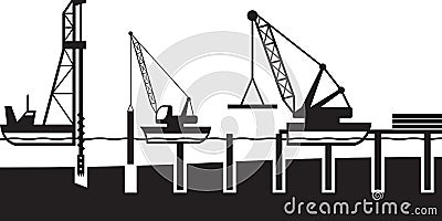 Construction of sea port Vector Illustration