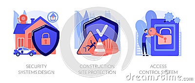 Construction security services abstract concept vector illustrations. Vector Illustration