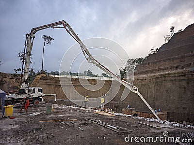 The construction of the Sidan Dam Editorial Stock Photo