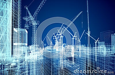 Construction site blueprint Stock Photo