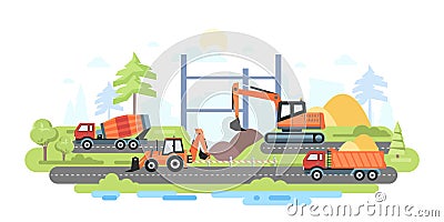 Construction site - colorful flat design style illustration Vector Illustration