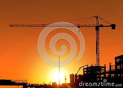 Construction Site and Crane Stock Photo