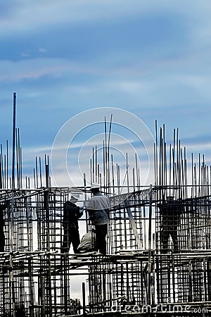 Construction site in the dusk Stock Photo