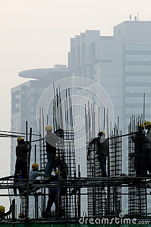 Construction Site at dusk Stock Photo