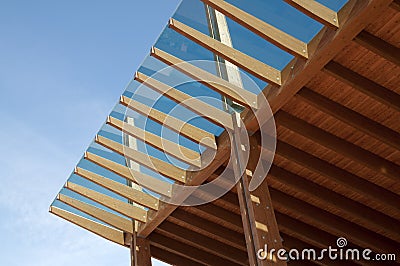 Construction site: glued laminated timber Stock Photo