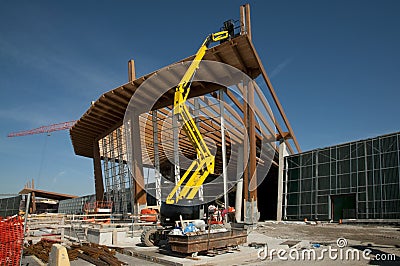 Construction site: glued laminated timber Stock Photo