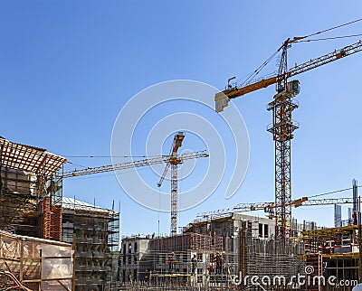 Construction site. Industrial image -construction of multi-storey residential buildings Editorial Stock Photo