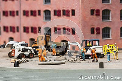 Construction site, industrial miniature scene Editorial Stock Photo