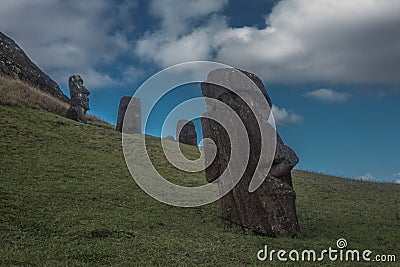 Construction site of the moai of Easter Island Stock Photo