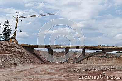 Construction site motorway bridge Stock Photo