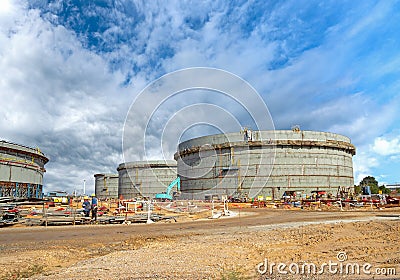 Construction site of oil storage tank Editorial Stock Photo