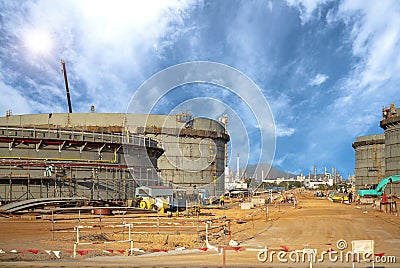 Construction site of oil storage tank Editorial Stock Photo