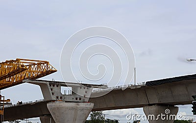 Construction site, construction of roads, expressways, bridges in downtown Nakhon Sawan, Thailand. Stock Photo