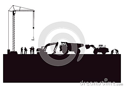 Construction site silhouette Vector Illustration