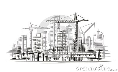 Construction site sketch. Vector. Layered. Vector Illustration