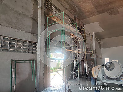 Construction Site unfinished internal building Stock Photo