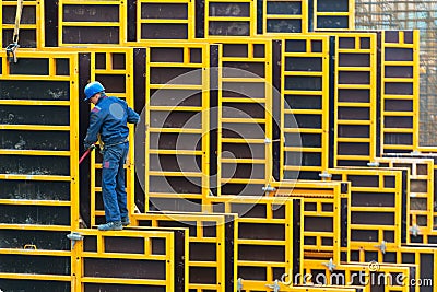 Construction site worker Editorial Stock Photo