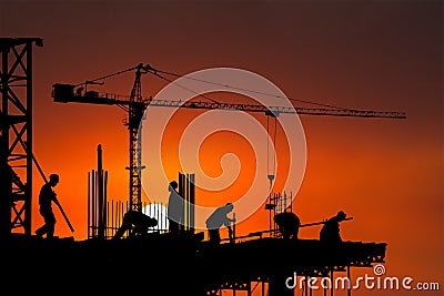 Construction Site, Worker, Workers, Background Stock Photo