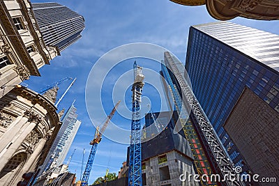 The construction of skyscrapers in the heart of London. United Kingdom. Editorial Stock Photo