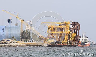 Construction structure of Offshore platform petroleum site plant Editorial Stock Photo