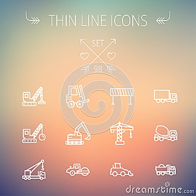 Construction thin line icon set Vector Illustration