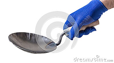Construction tool, trowel in male hand Stock Photo