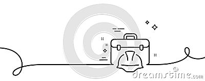 Construction toolbox line icon. Architect portfolio sign. Continuous line with curl. Vector Vector Illustration