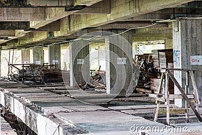 Construction tools in abandoned buildings Stock Photo