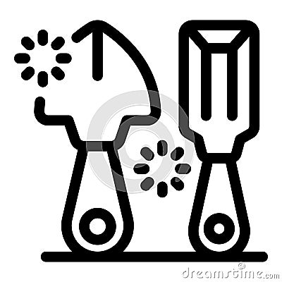 Construction tools chisel trowel loading waiting process icon Vector Illustration