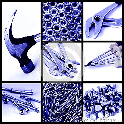 Construction tools collage Stock Photo