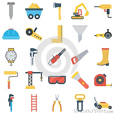 Construction Tools Color Vector Icon which can easily modify or edits set every single icon can easily modify or edit Stock Photo