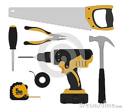 Construction tools instruments set Vector Illustration