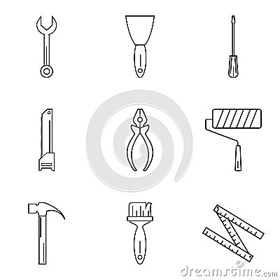 Construction tools. Repair linear icons. Vector set. Vector Illustration