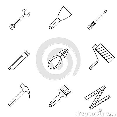 Construction tools. Repair linear icons. Vector set. Vector Illustration