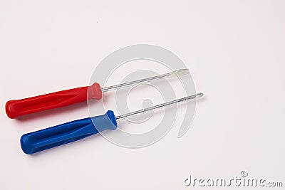 Construction tools screwdrivers on a light background equipment for repair industry Stock Photo