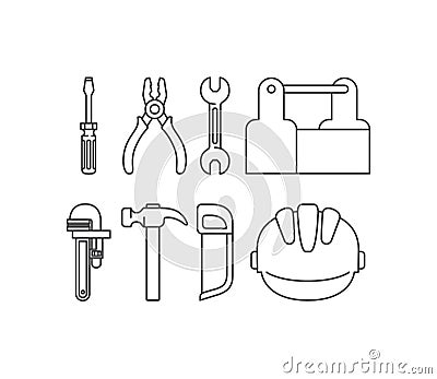 Construction tools set items Vector Illustration