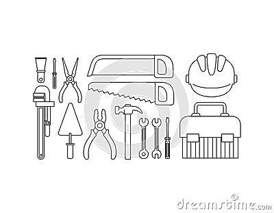 Construction tools set items Vector Illustration