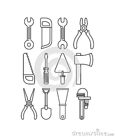 Construction tools set items Vector Illustration