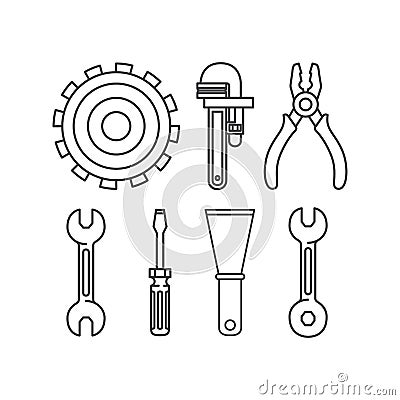 Construction tools set items Vector Illustration