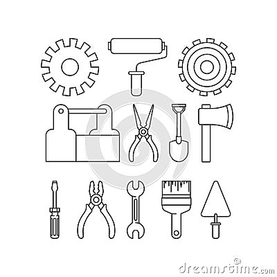 Construction tools set items Vector Illustration