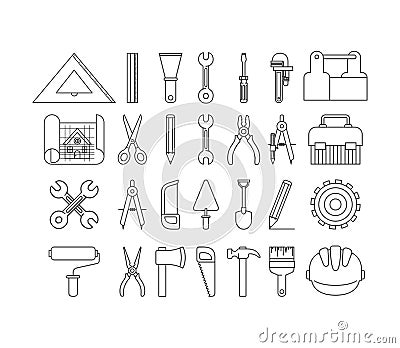 Construction tools set items Vector Illustration