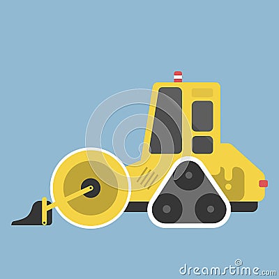 Construction tractor transportation vehicle mover road machine equipment vector. Vector Illustration