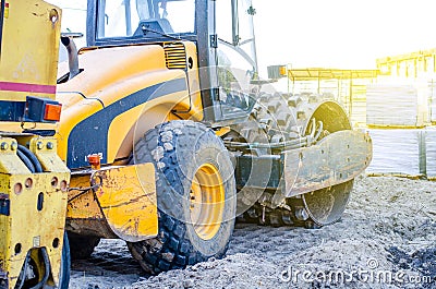 Construction truck bulldozer cement Stock Photo