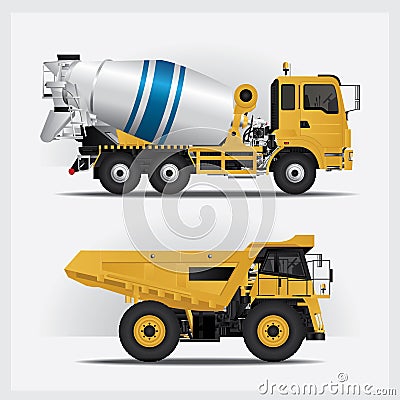 Construction Vehicles Industries Vector Illustration