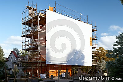 Construction visualization Scaffold and building mock up for efficient project planning Stock Photo
