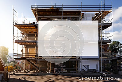 Construction visualization Scaffold and building mock up for efficient project planning Stock Photo