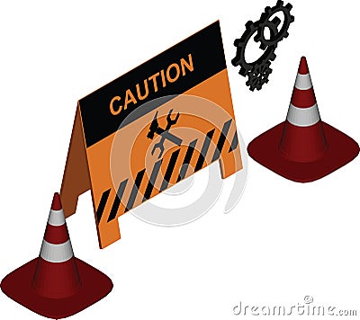 construction warning signs , Issues with notifications can be fixed. ,not prepared to serve Vector Illustration