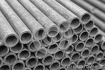 Construction of water asbestos pipe Stock Photo