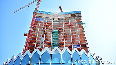 Construction of the Widok Towers office building. Editorial Stock Photo